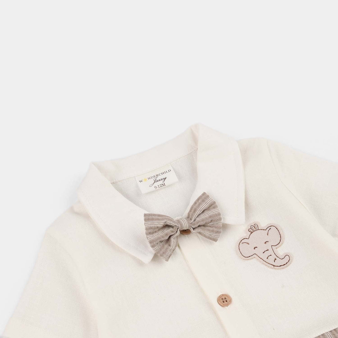 Infant Boys Jersey/Terry Romper 287-001 -BEIGE