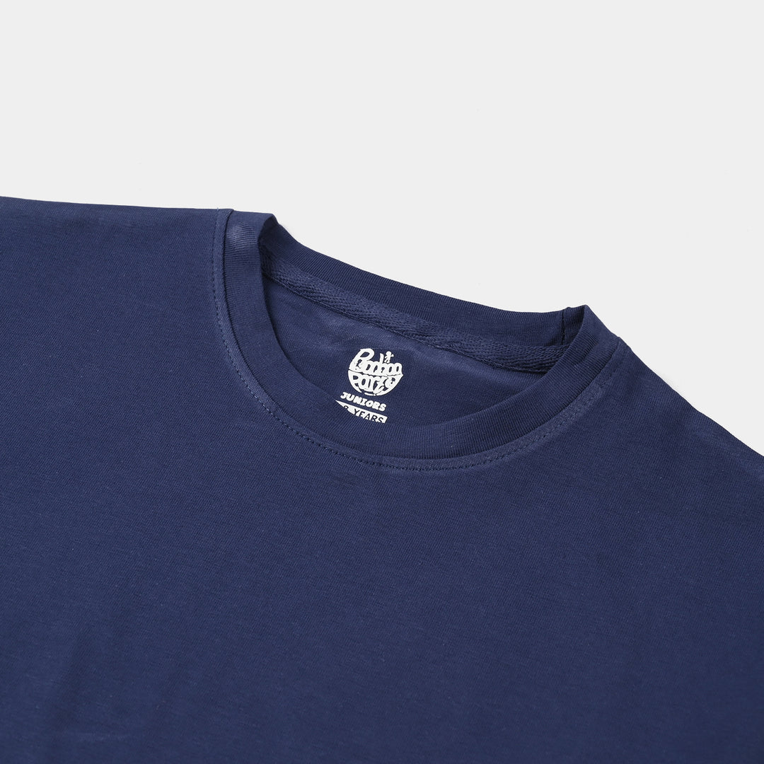 Boys Lycra Jersey Basic T-Shirt – Navy Blue