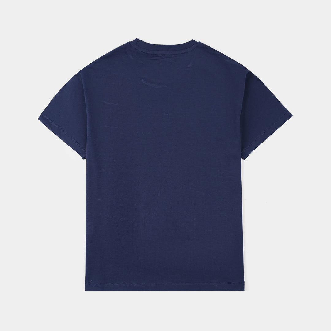 Boys Lycra Jersey Basic T-Shirt – Navy Blue