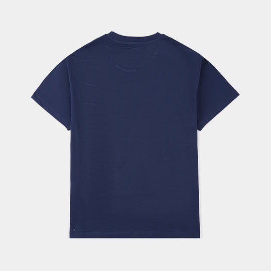 Boys Lycra Jersey Basic T-Shirt – Navy Blue
