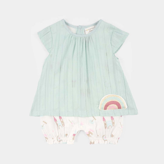 Infant Girls Jersey/Terry Romper - Green