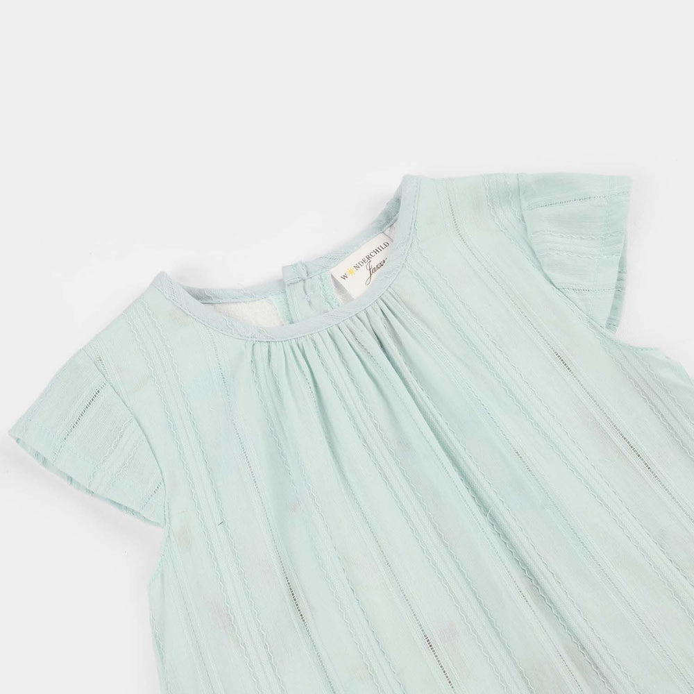Infant Girls Jersey/Terry Romper - Green