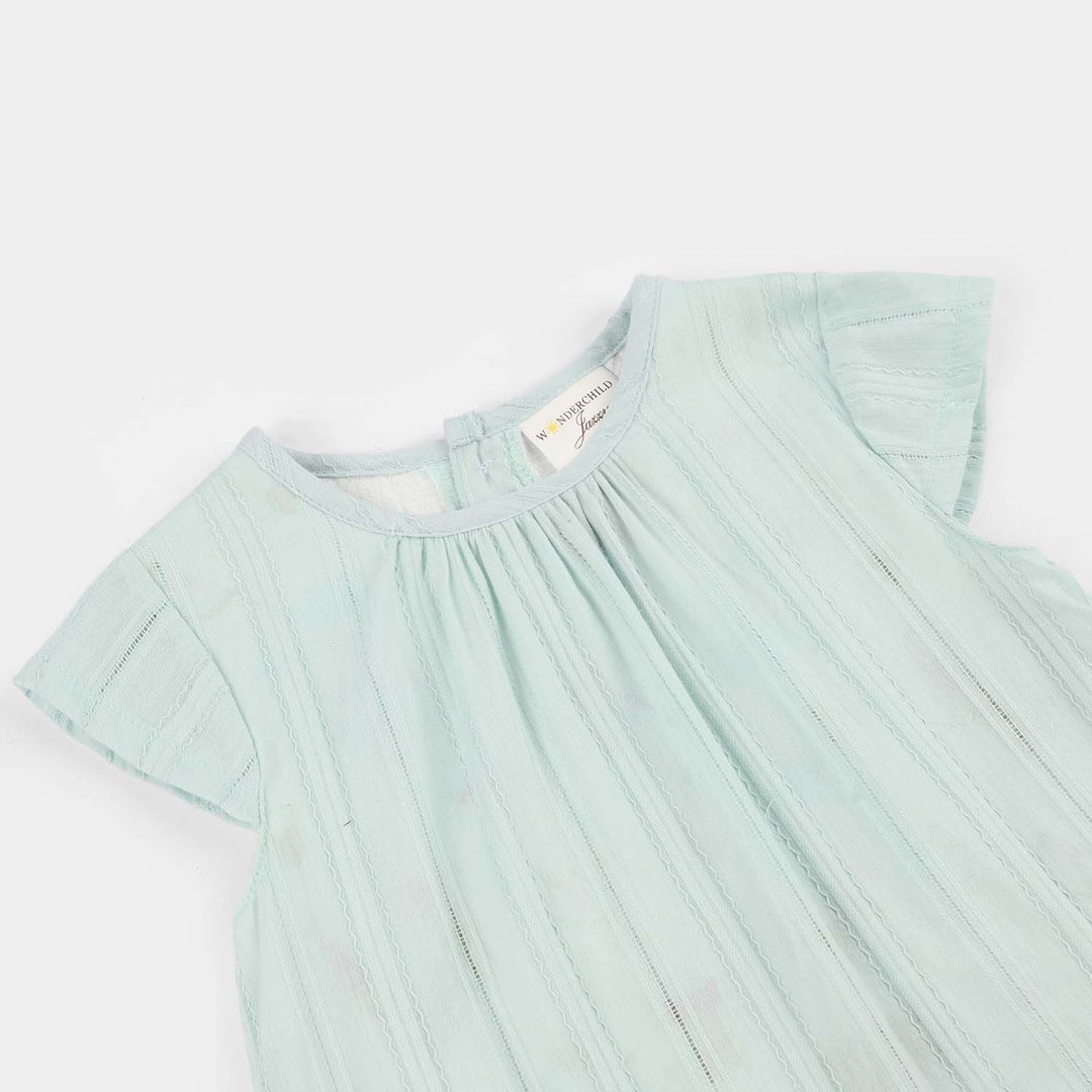 Infant Girls Jersey/Terry Romper - Green