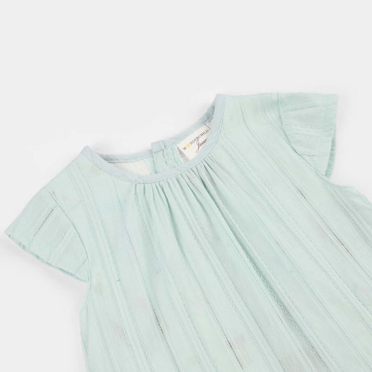 Infant Girls Jersey/Terry Romper - Green