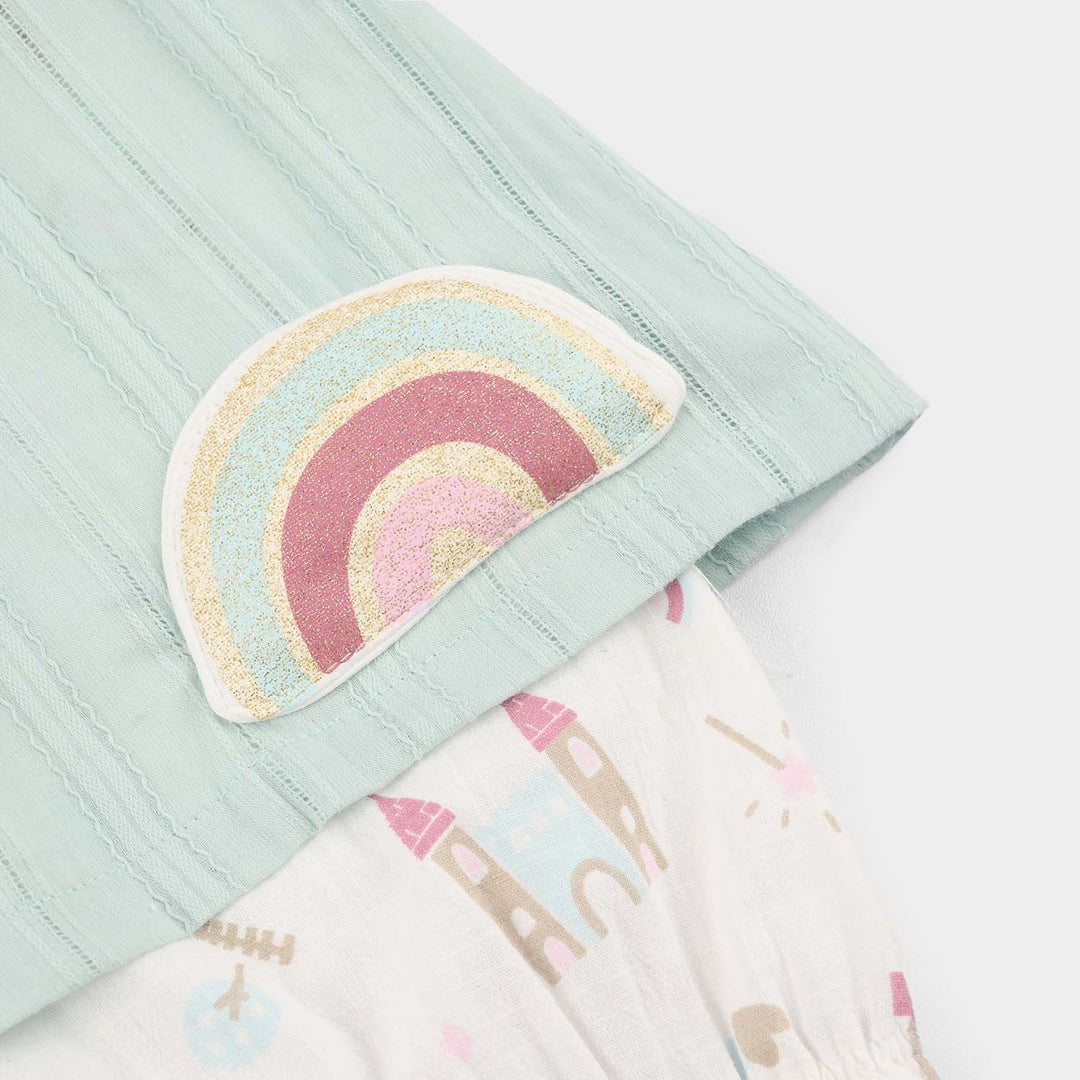 Infant Girls Jersey/Terry Romper - Green