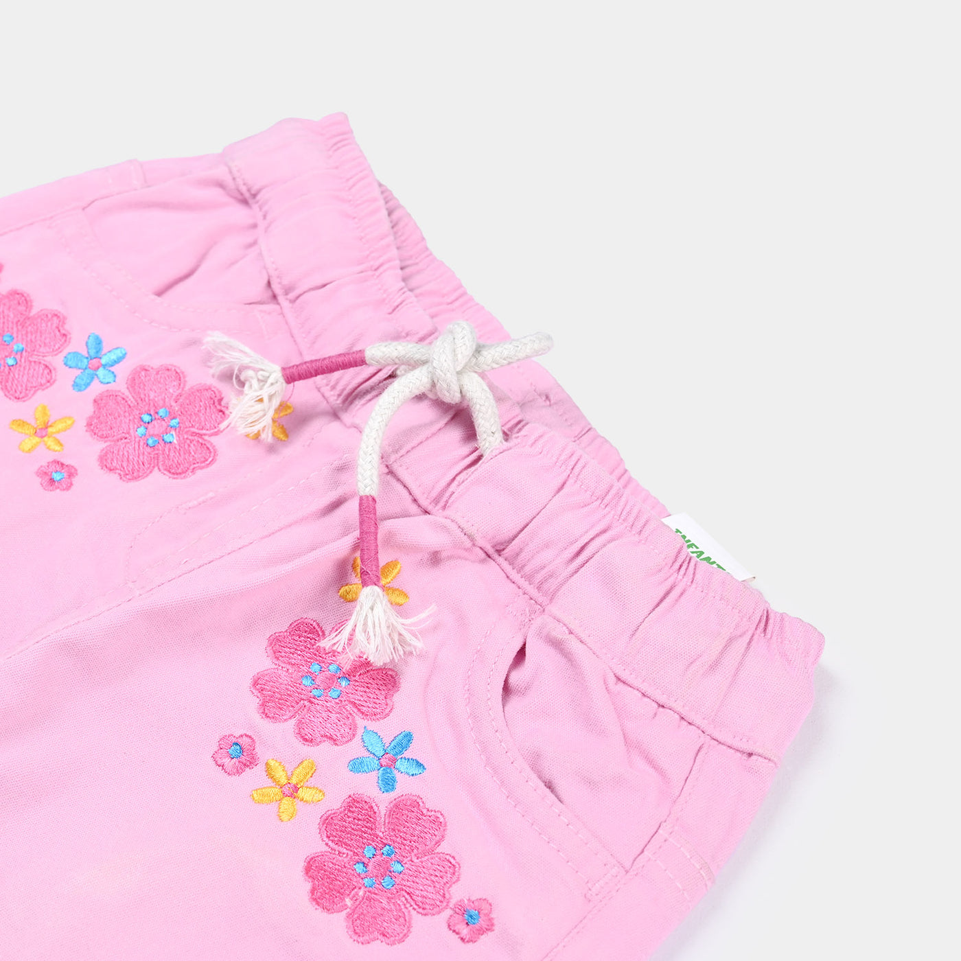 Infant Girls Cotton Twill Pant EMB-C. Pink