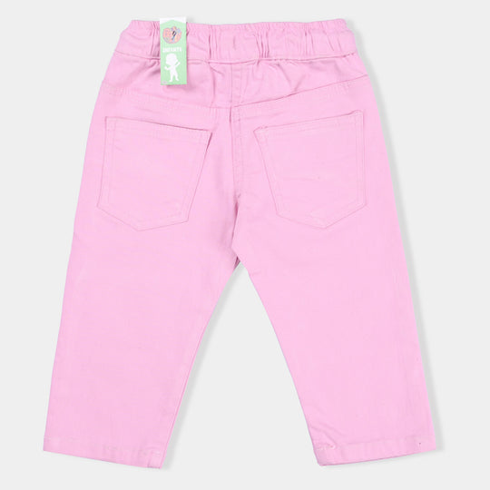 Infant Girls Cotton Twill Pant EMB-C. Pink