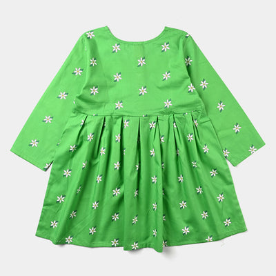 Girls Cotton Poplin IND Kurti National Flower-Green