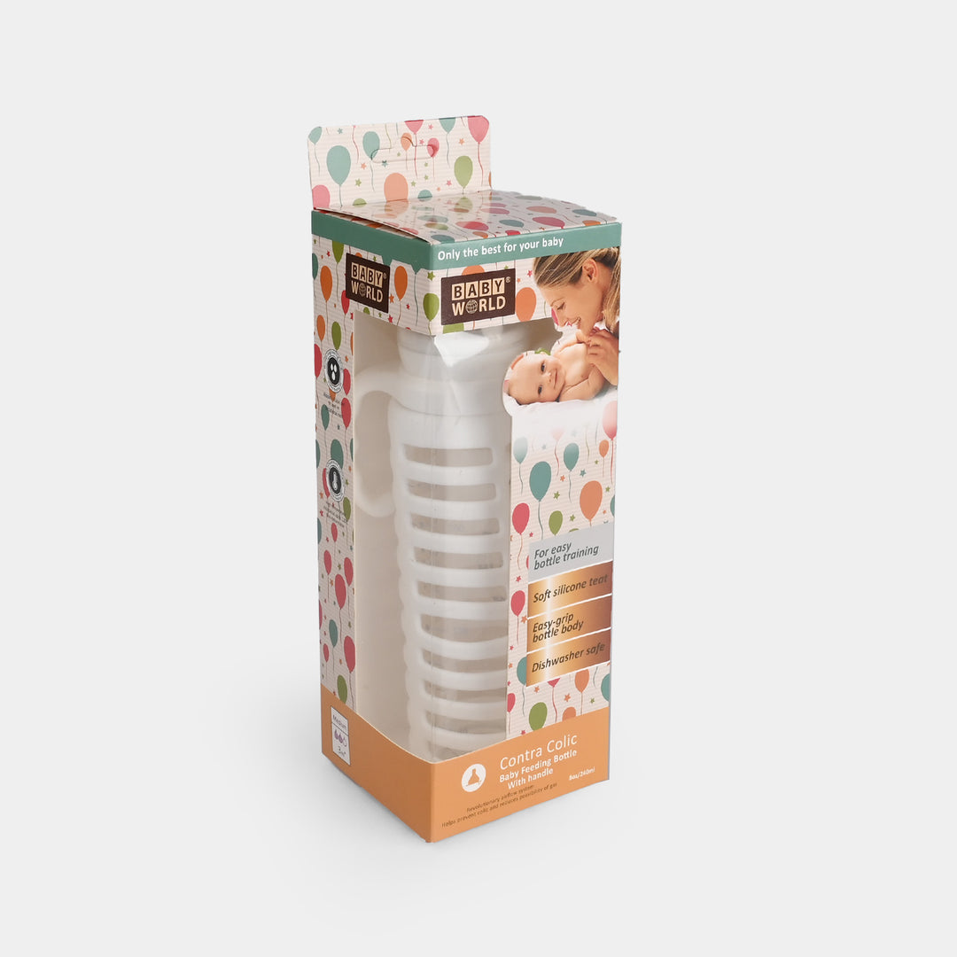 Baby Glass Feeding Bottle | 240ml with Handles