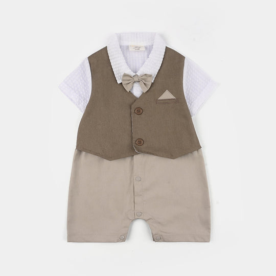 Infant Boys Jersey/Terry Romper 297-014 -BEIGE