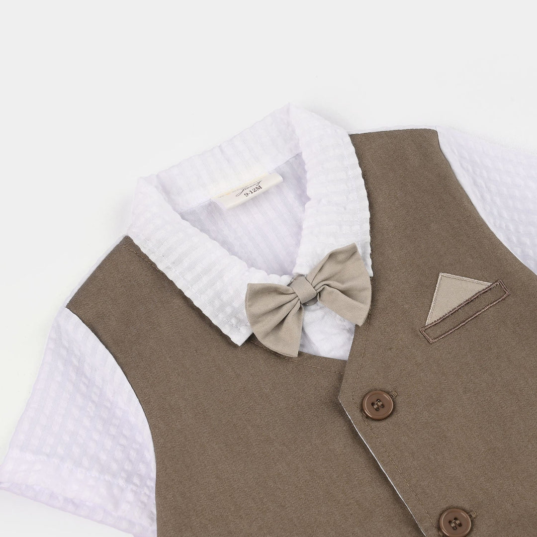 Infant Boys Jersey/Terry Romper 297-014 -BEIGE