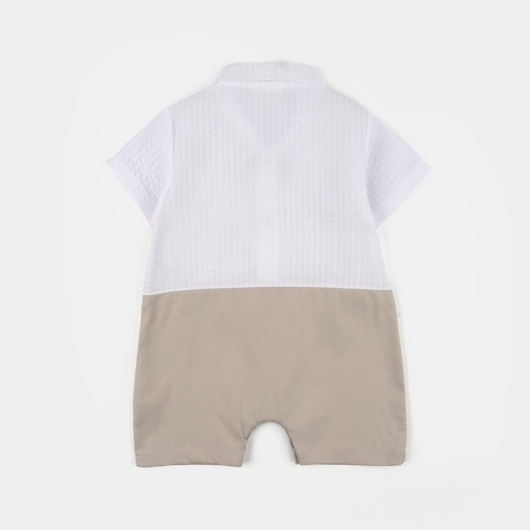 Infant Boys Jersey/Terry Romper 297-014 -BEIGE