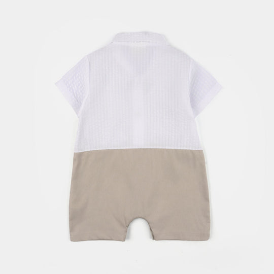 Infant Boys Jersey/Terry Romper 297-014 -BEIGE