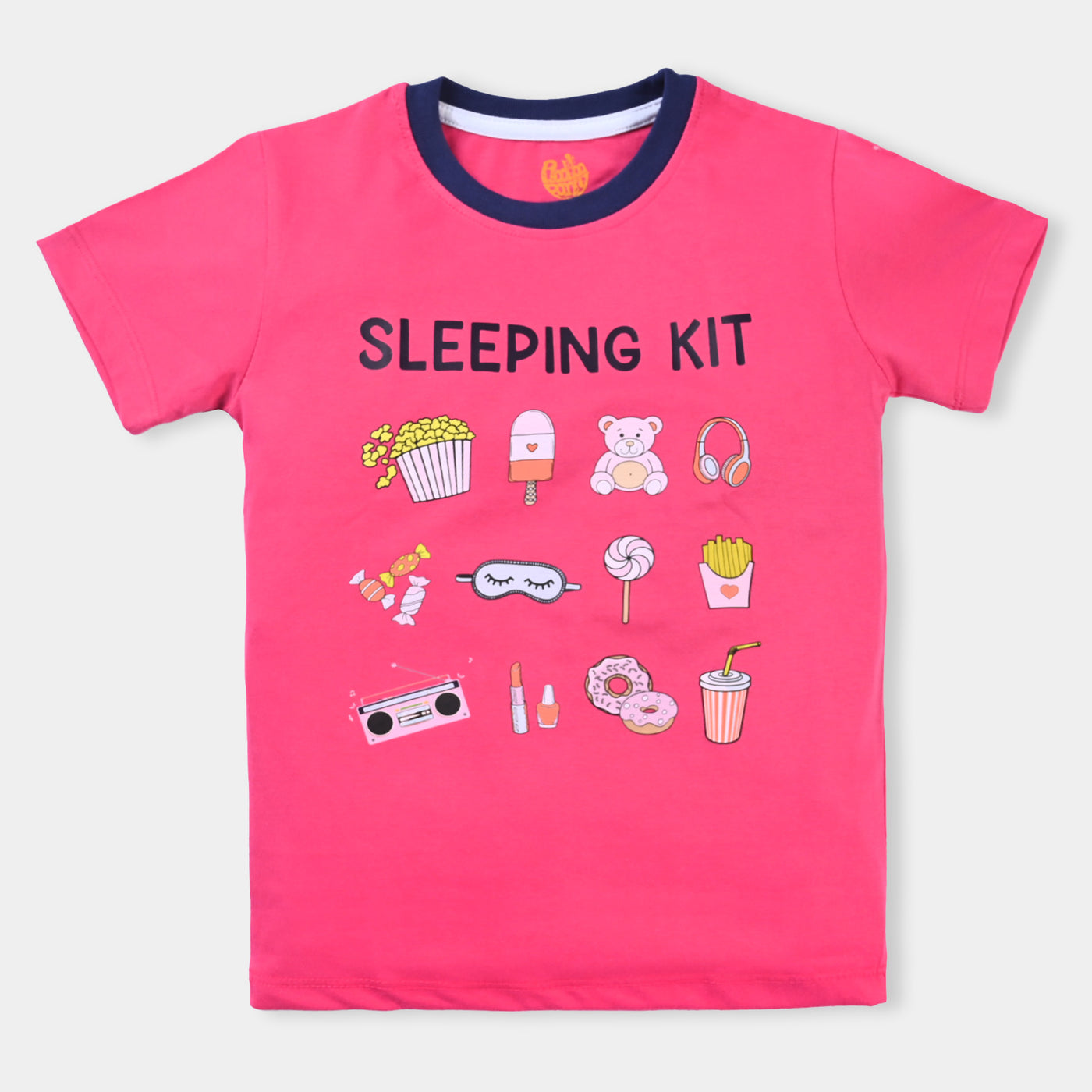 Girls Jersey Knitted Night 2PC Suit Sleeping Kit | Fuchsia