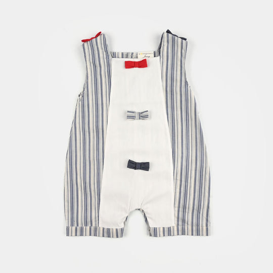 Infant Girls Jersey/Terry Romper - Navy Strip