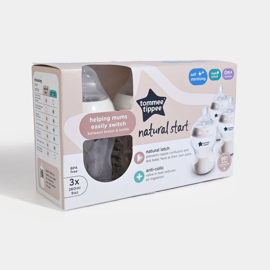 Tommee Tippee Natural Start Feeding Bottle Set – 3-Pack (260ml / 9oz)