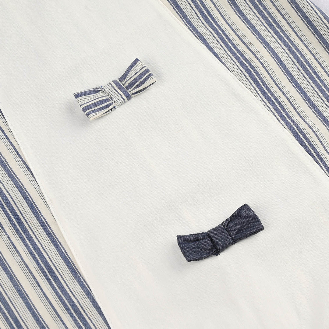 Infant Girls Jersey/Terry Romper - Navy Strip