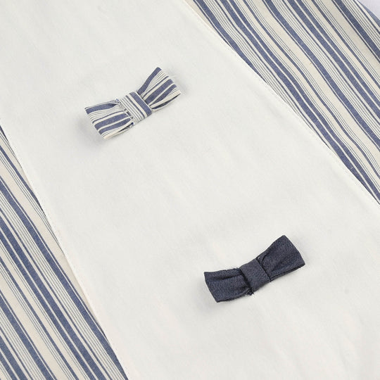 Infant Girls Jersey/Terry Romper - Navy Strip