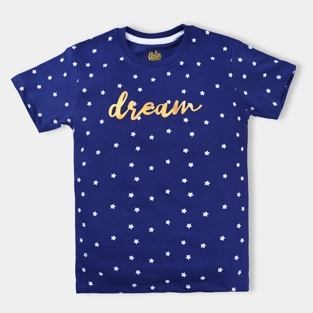 Girls Jersey Knitted Night 2PC Suit Dream | NAVY