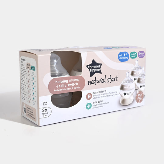 Tommee Tippee Natural Start Feeding Bottle Set – 3-Pack (150ml / 5oz)