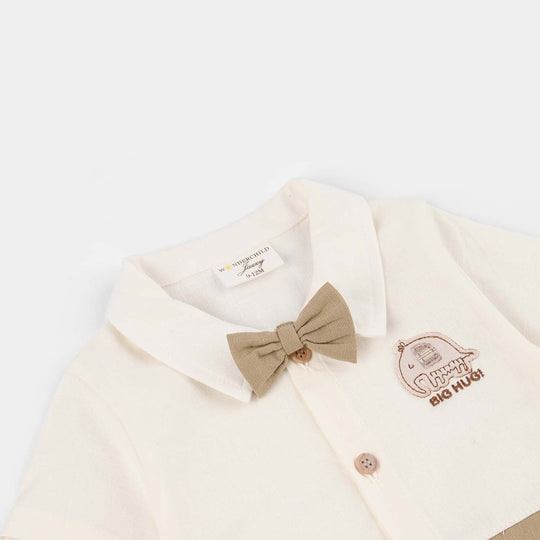 Infant Boys Jersey/Terry Romper 287-002 -WHITE