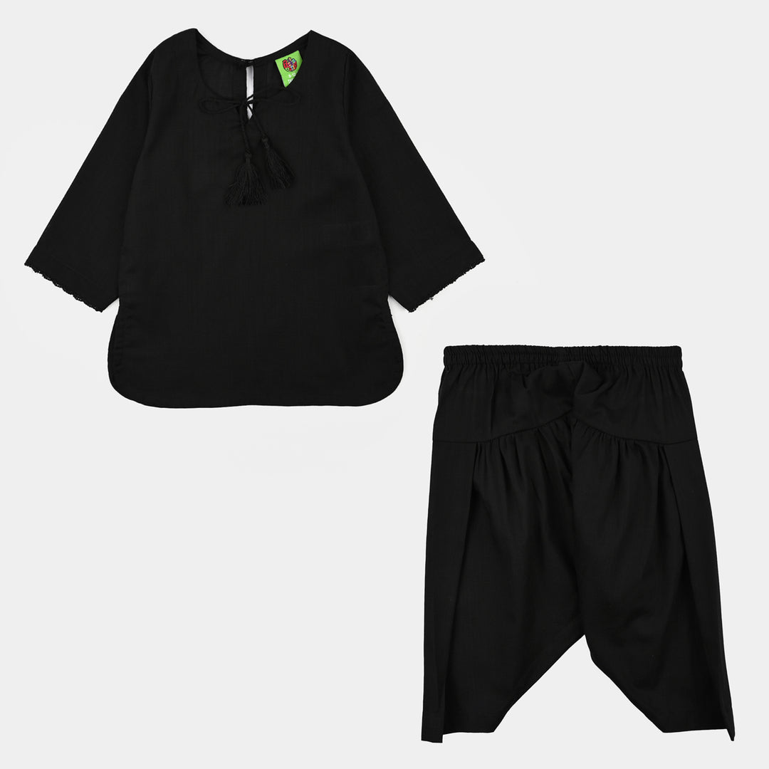 Infant Girls Cotton 2Pcs Basic Black