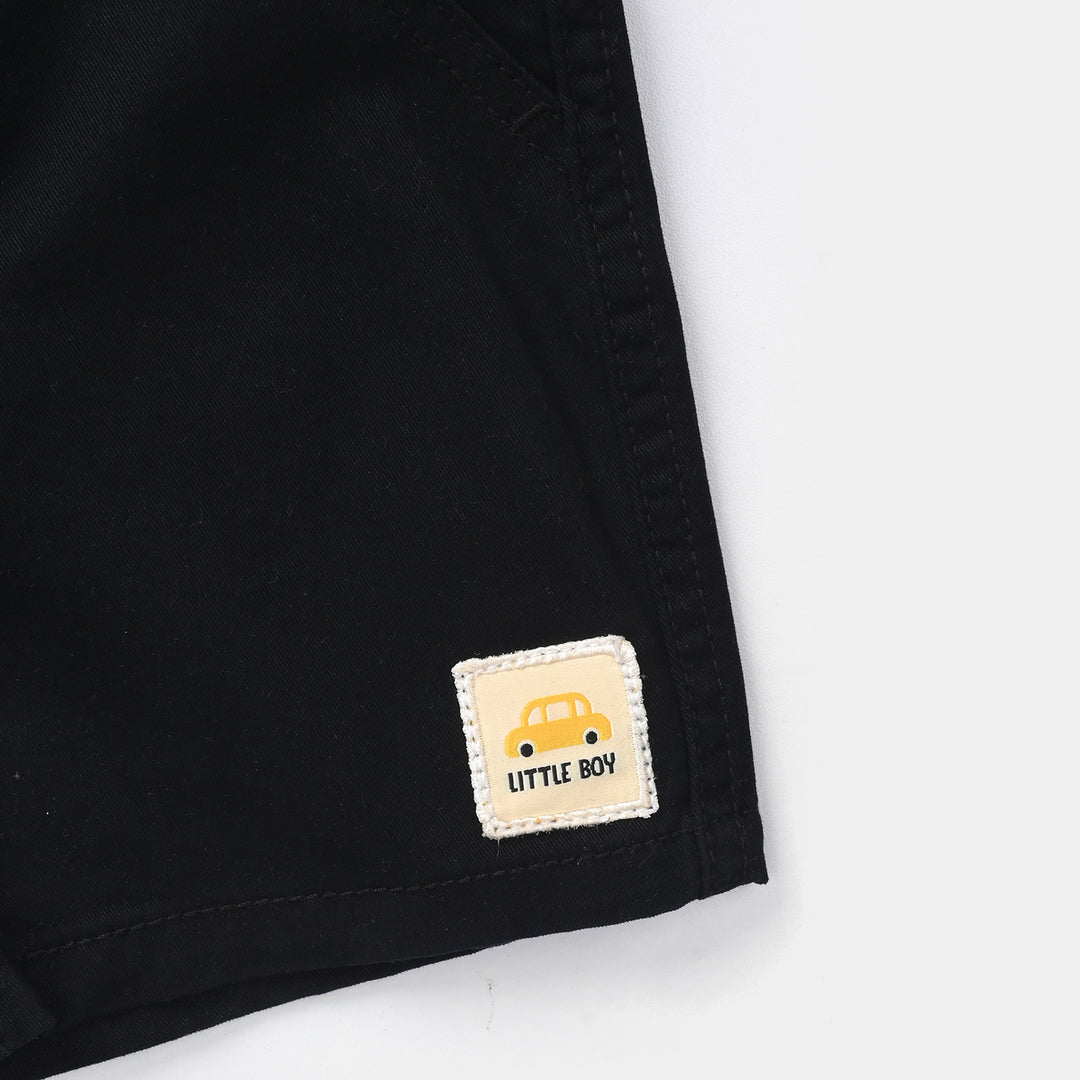 Infant Boys Cotton Twill Shorts - Black