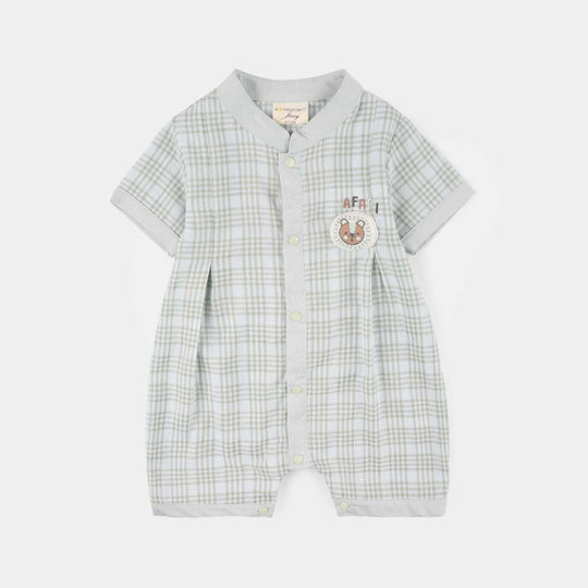 Infant Boys Jersey/Terry Romper 294-001 -Green.Chk