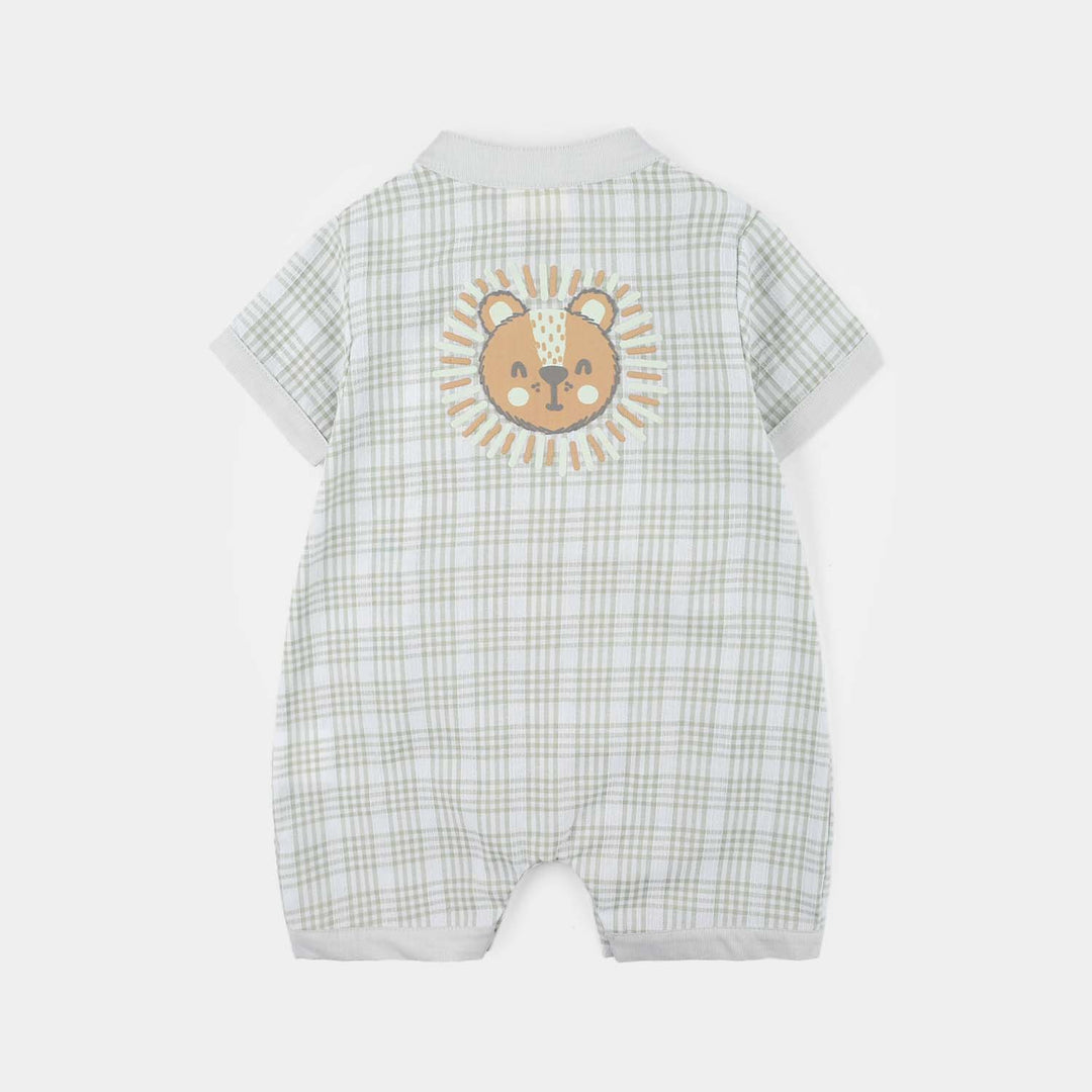 Infant Boys Jersey/Terry Romper 294-001 -Green.Chk