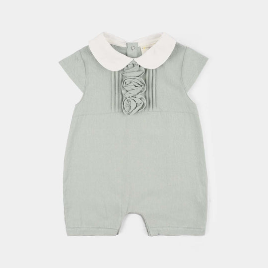 Infant Girls Jersey/Terry Romper - Grey