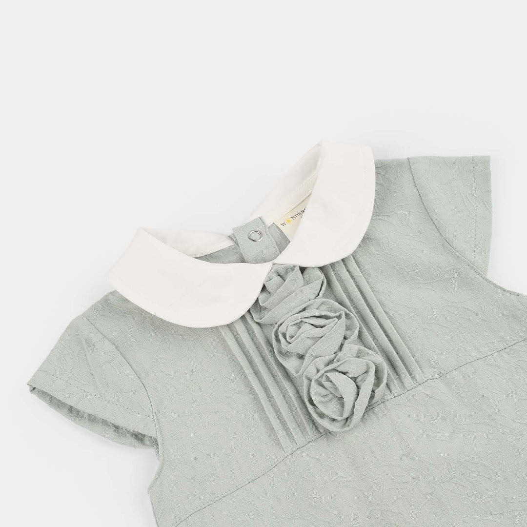 Infant Girls Jersey/Terry Romper - Grey