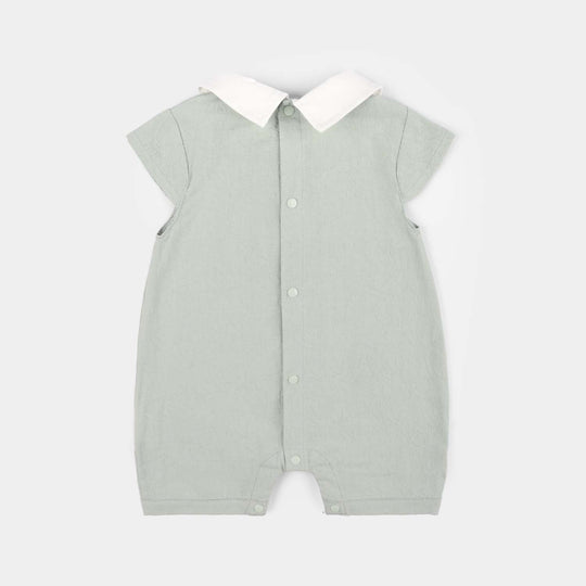 Infant Girls Jersey/Terry Romper - Grey