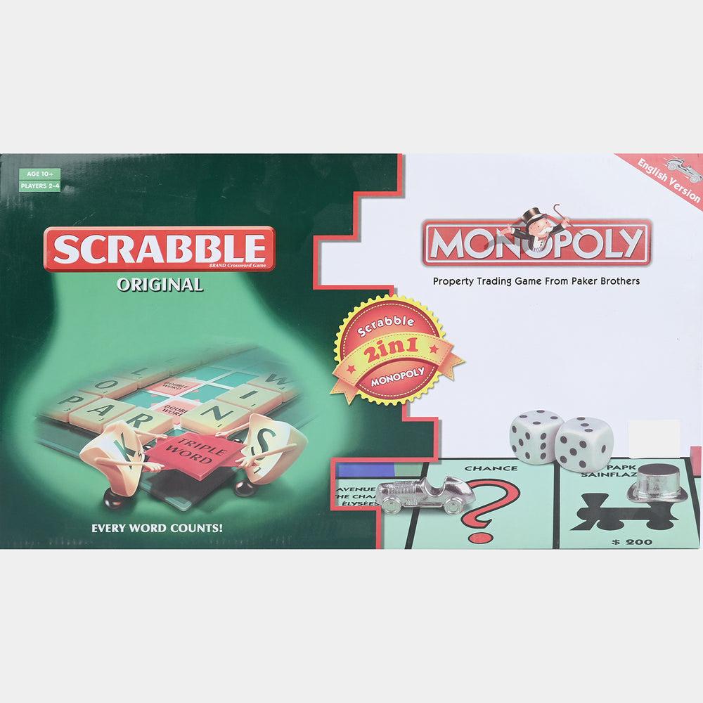 2-in-1 Scrabble Original &amp; Monopoly Board Game Combo