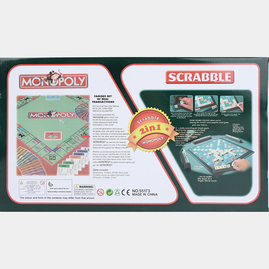 2-in-1 Scrabble Original &amp; Monopoly Board Game Combo