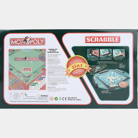 2-in-1 Scrabble Original &amp; Monopoly Board Game Combo