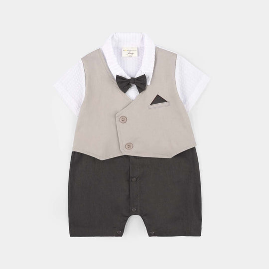 Infant Boys Jersey/Terry Romper - Grey