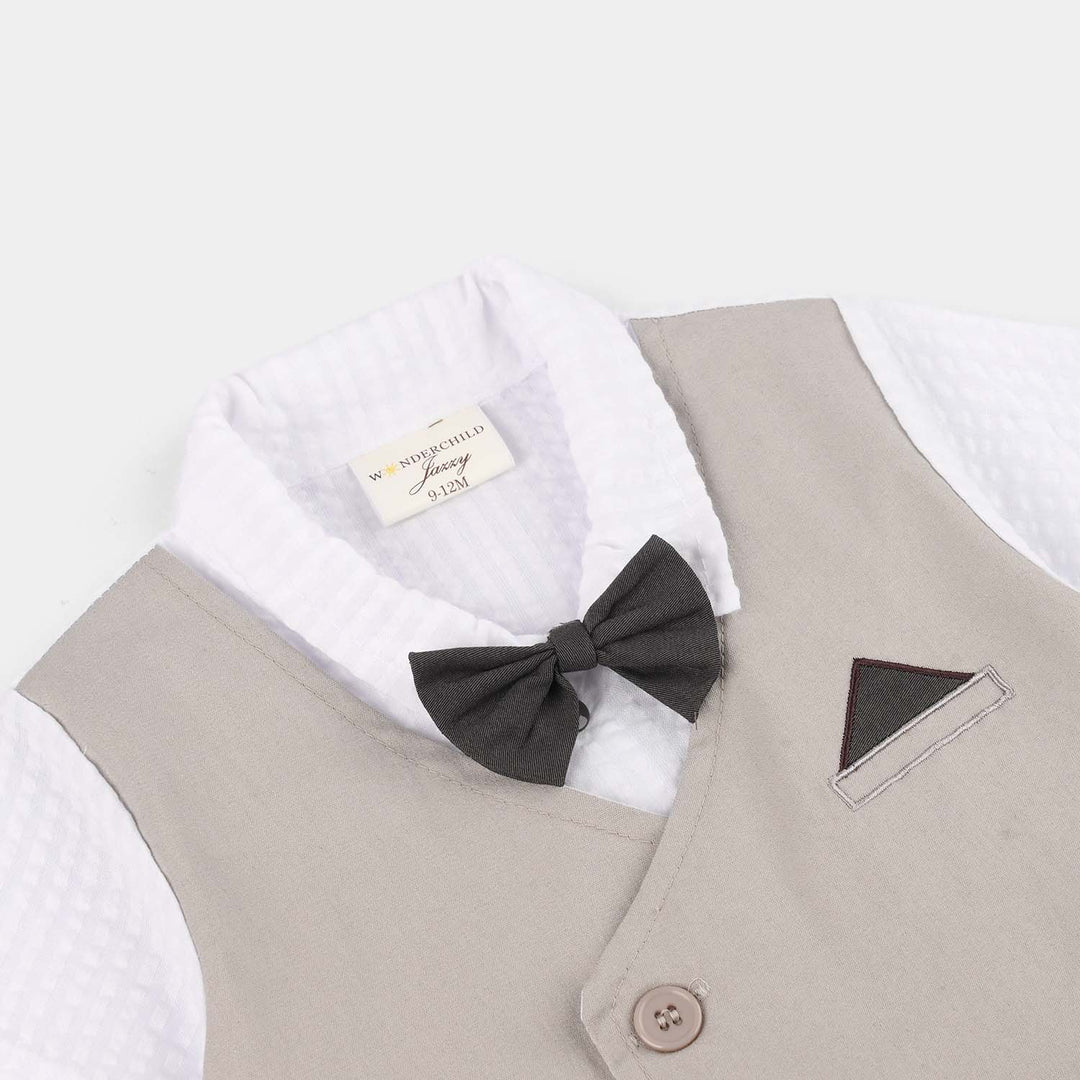 Infant Boys Jersey/Terry Romper - Grey