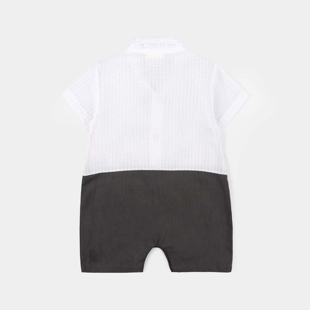 Infant Boys Jersey/Terry Romper - Grey