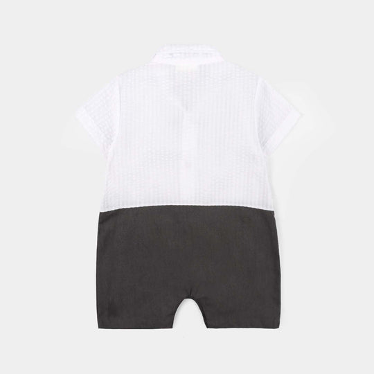 Infant Boys Jersey/Terry Romper - Grey