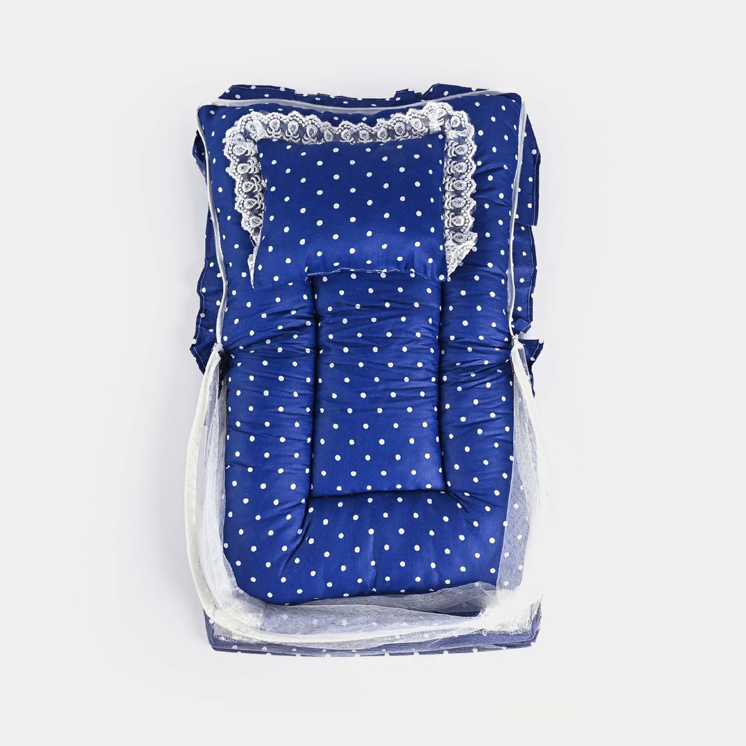 Baby Care Square Bed With Net | Navy Blue