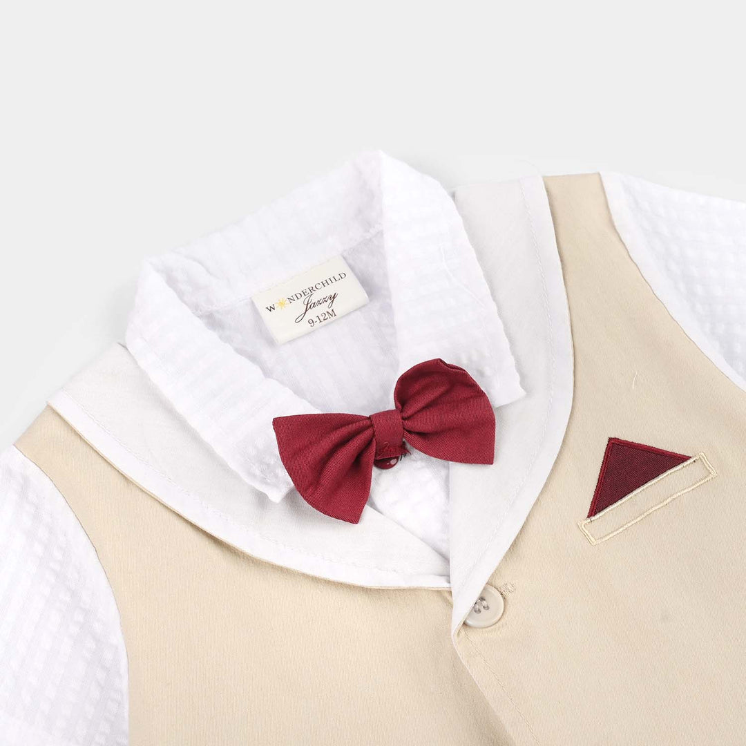 Infant Boys Jersey/Terry Romper 297-015 -BEIGE