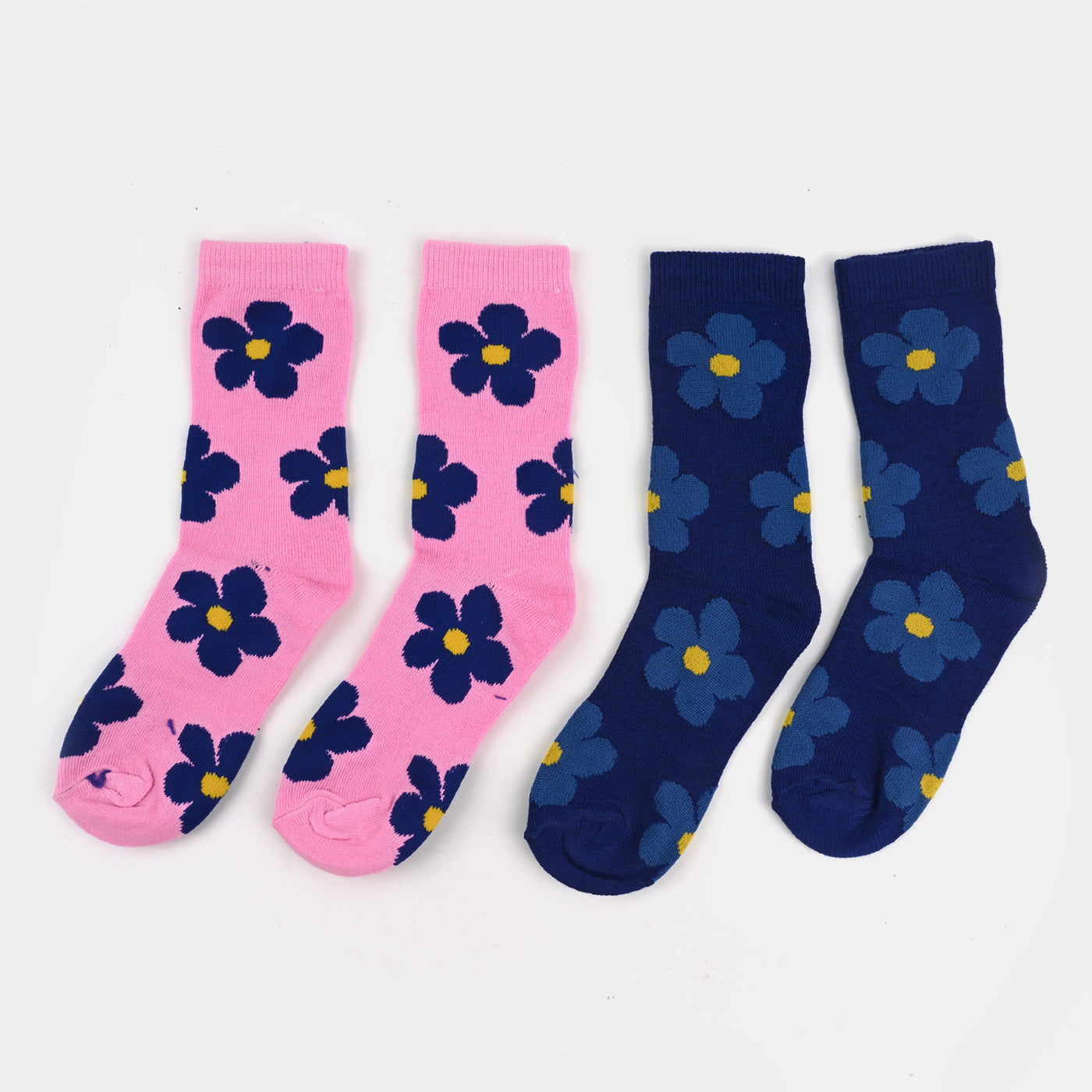 Girls Socks Pack of 2 Flowers Design