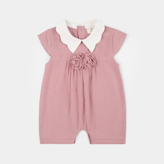 Infant Girls Jersey/Terry Romper - Pink