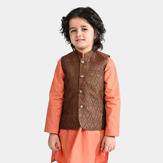 Boys Poly Viscose Waistcoat (Copper Boti)-Cooper