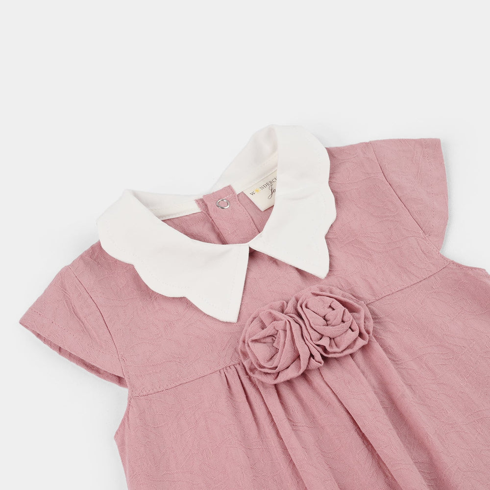 Infant Girls Jersey/Terry Romper - Pink