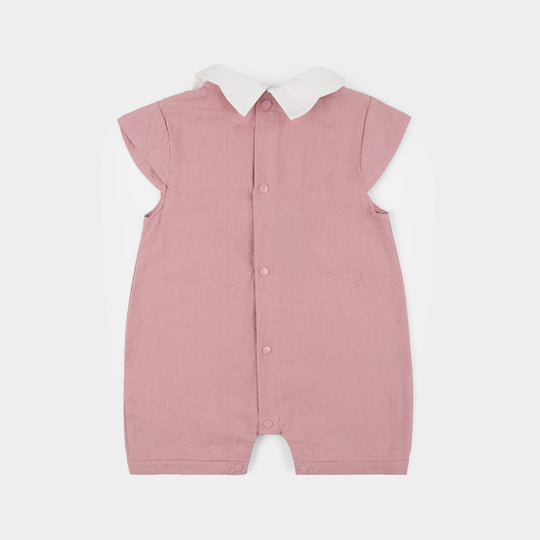 Infant Girls Jersey/Terry Romper - Pink