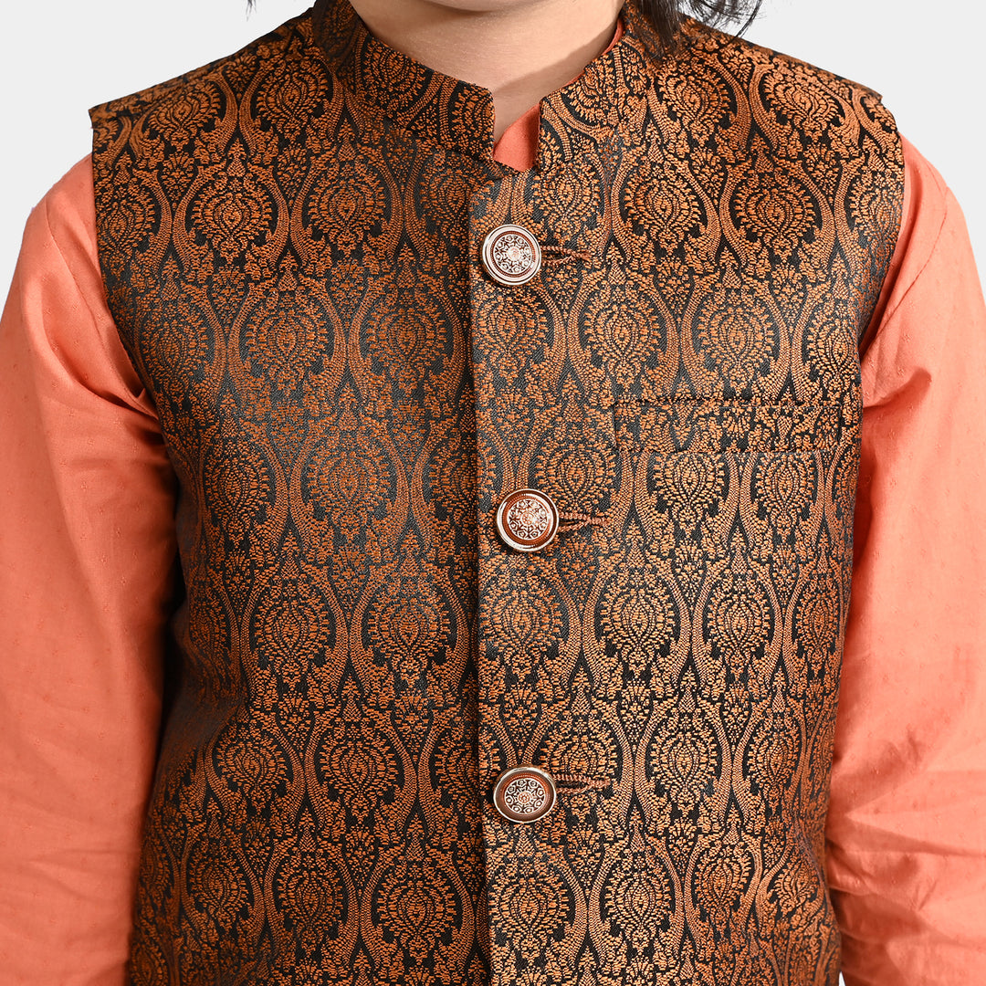 Boys Poly Viscose Waistcoat (Copper Boti)-Cooper