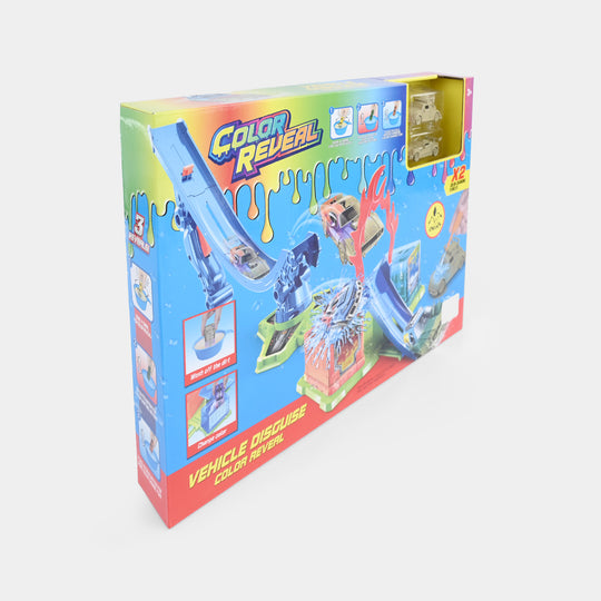 Vehicle Disguise Color Reveal Stunt Ramp & Water Tank Playset
