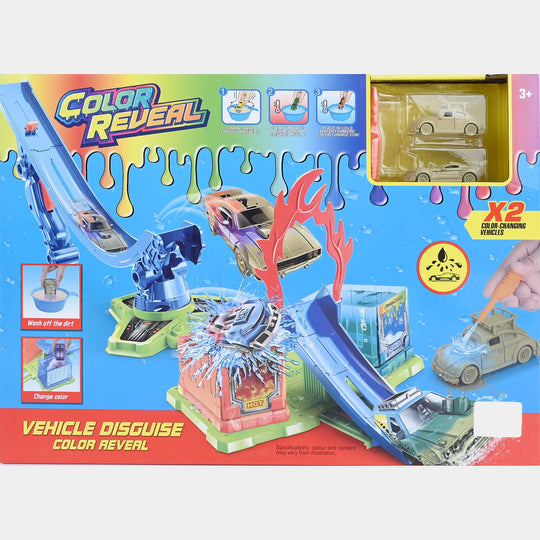 Vehicle Disguise Color Reveal Stunt Ramp & Water Tank Playset