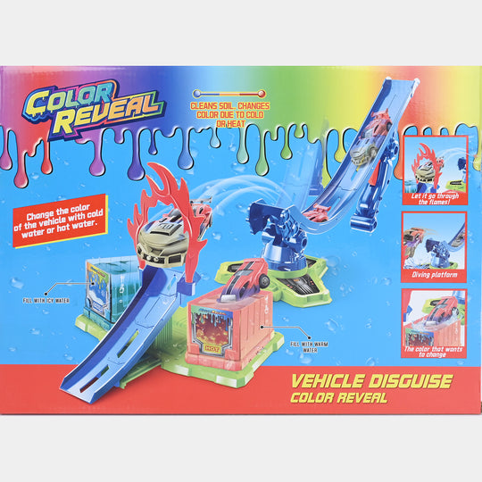 Vehicle Disguise Color Reveal Stunt Ramp & Water Tank Playset